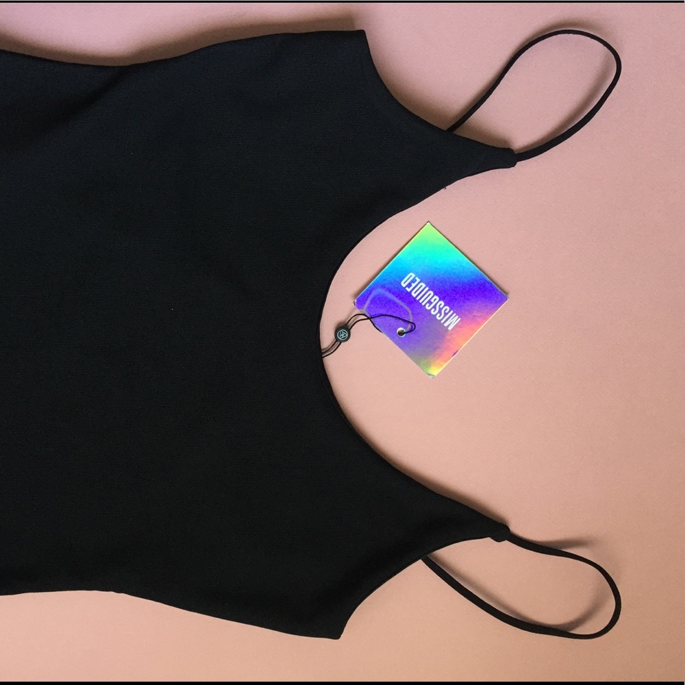 ❌SOLD❌ MISSGUIDED Black Strappy Front Slit Dress - Picture 4 of 7